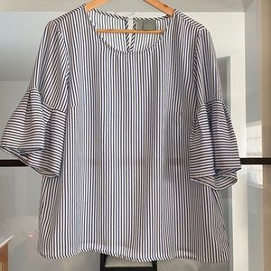 Skies Are Blue Brand Blue and White Striped Blouse